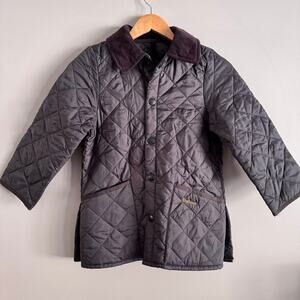 Barbour Liddesdale Quilted Jacket Corduroy Collar Brown Youth Kids Size Small